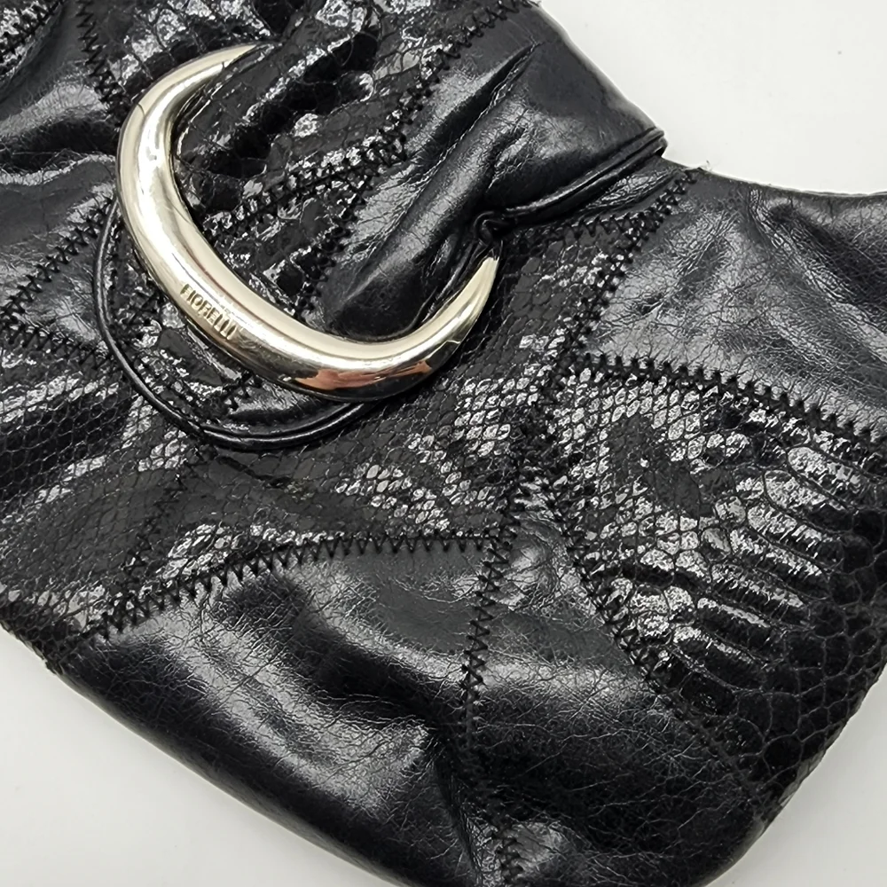 Vintage Fiorelli Black Y2K Patchwork Vinyl Shoulder Bag - Picture 6 of 16